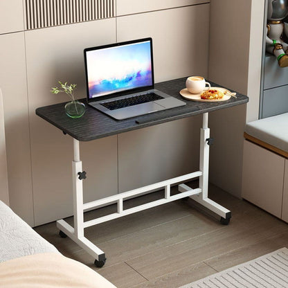 1pc Lifting Laptop Desk with Wheels, Foldable Desk, Minimalist Bedside Table, Sofa Side Table, Movable, Metal Bracket, Sturdy and Durable, White, 40*60*60-89cm