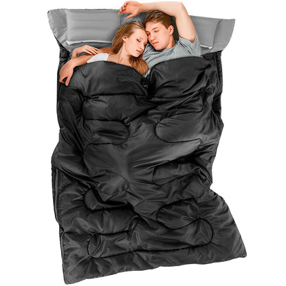 Super Warm Camping Sleeping Bag And Hood, Super Fiber Fabric, Ideal For Outdoor Camping, Camping Accessories, Lightweight Survival Sleeping Bag, Portable Sleeping Bag Suitable For All Seasons, Hiking, Outdoor Activities-Zipper Closure, Double Person