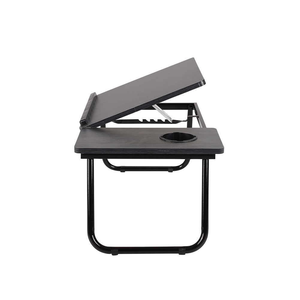 Folding Lap Desk With Cup Holder, Foldable Laptop Table For Bed, Portable Bed Desk For Studying, Reading And Writing, Notebook Stand For Couch Sofa Floor, 23.05*12.8*9.45 Inches Black
