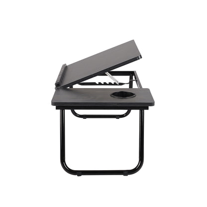 Folding Laptop Desk For Bed Couch, Adjustable Foldable Bed Table With Cup Holder, Sofa Breakfast Serving Tray, Portable Lap Desk, Notebook Stand For Studying Working Reading Writing Eating In Bed Sofa Floor, 23.05*12.8*9.45 Inches Black