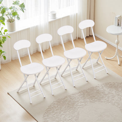 2 or 4 White Dining Chairs with Metal Frame and Wood, Folding Single Chairs Space Saving, Multifunctional Chairs for Outdoor and Indoor Furniture Chairs