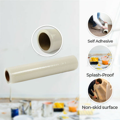 1Roll Self Adhesive Clear Carpet Protector Film Temporary Protecting Floor Dust Sheet Cover, Stairs Home Office Hotel Floor Carpet Protector Roll, Home Renovation Furniture Covering Film, 60cm*100m