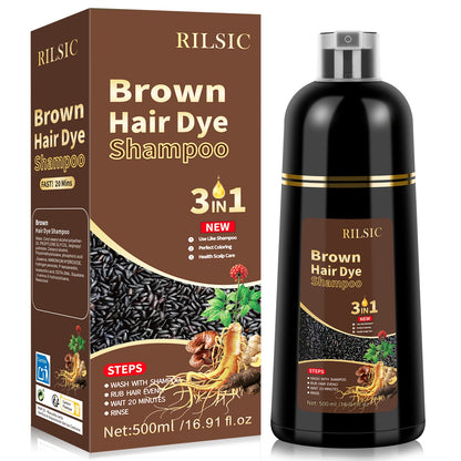 Hair Dye Shampoo For Grey Hair, 500ML Herbal Natural Hair Dye 3 In 1, Instant Hair Colour Shampoo, Hair Shampoo, Hair Dye Hair Color Shampoo Coloring In Minutes For Women Men