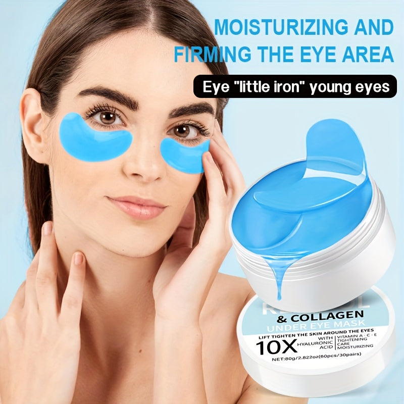 60pcs[Instant Lift Firm]Retinol&10x Collagen Eye mask-Instant Smooth out puffy eye Signs, under eye patches for puffy eyes, Dark circles, Wrinkles, moisturiz, reduced Dark circles/Wrinkles appear, Improved dull, loose, Swollen Signs, Dermatology Test