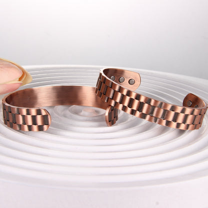 Ultra Strength Magnetic Copper Bangle Bangle Bracelet for Men, Men's Copper Bangle Bangle Bracelet for Husband,Grid Design Adjustable 99.99% Pure Copper Magnetic Cuff Bangle Brazaletes Jewelry Gift for Valentine's Day
