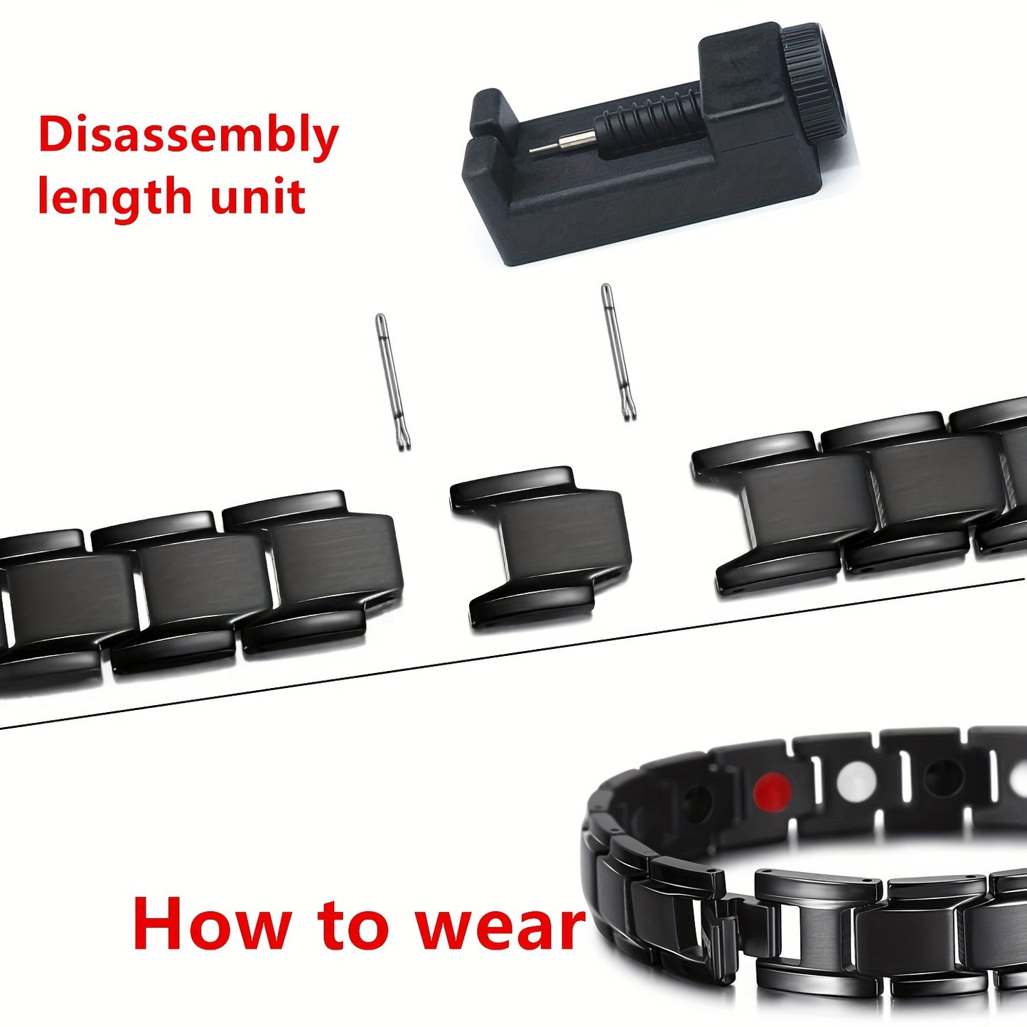 304 Stainless Steel Men's Bracelet, Black Electroplated Unique Design - Perfect Holiday Anniversary Gift for Father and Elders on Christmas. Includes Removal Tool; Suitable Also as a Women’s/Unisex Accessory, Christmas Present, Modern Jewelry, Stylish Bra