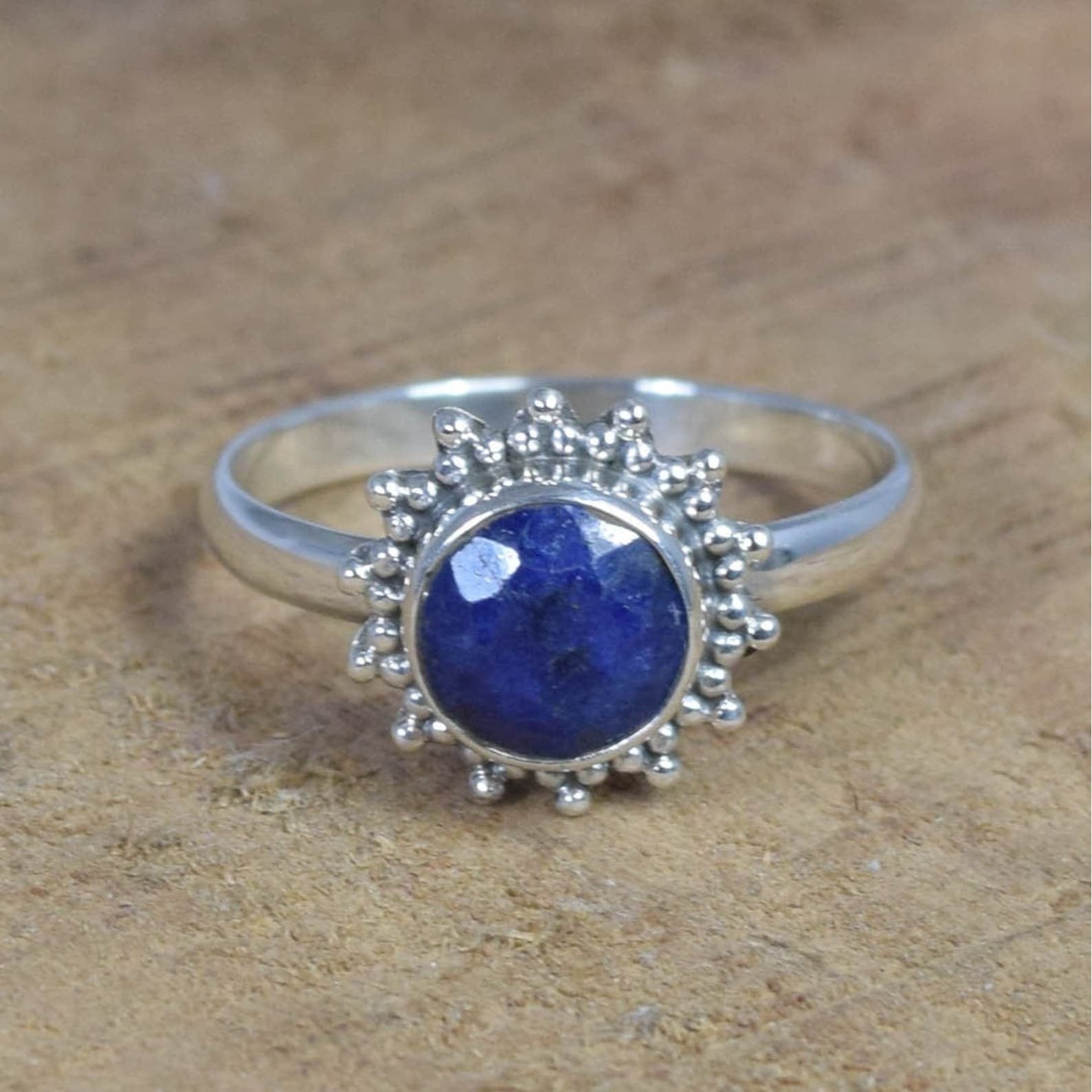 Ring Sterling Silver Gemstone Flower for layering and statement styling