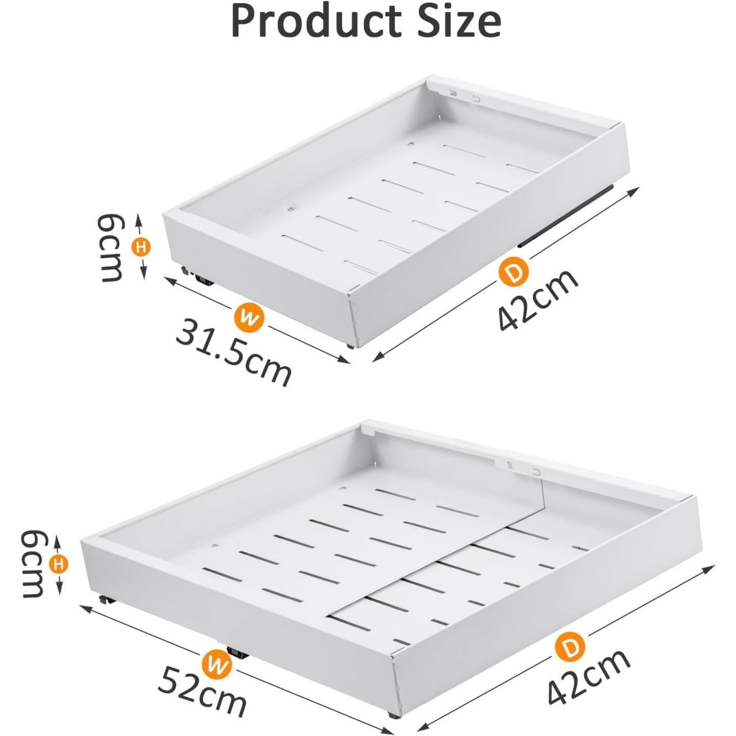 Pull Out Cabinet Organizer, Adjustable Expandable Slide Out Drawer, Roll-Out Sliding Drawer Organiser Shelf for Kitchen & Bathroom Storage,Easy Installation with Adhesive Film