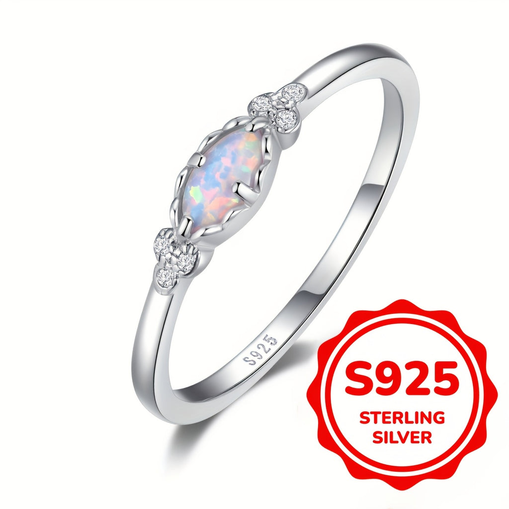 Sterling Silver White Fire Opal Ring - product view 1