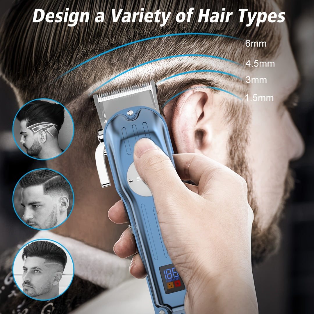 Professional Hair Clippers for Men, Cordless Metal Barber Clippers And Trimmers Set, Clippers for Hair Cutting Kit with LCD Display, 6500-7500RPM, Zero Gap T-Blade Beard Hair Trimmer, Gifts for Men