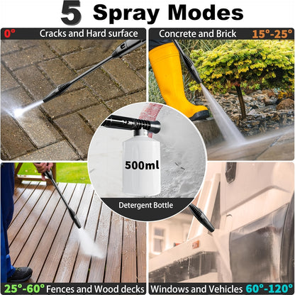 Pressure Washers with Hose Reel, Foam Cannon And Adjustable Nozzles, Jet Washer for Cars, Fences, Patios And Driveway, Fence, Patio, Driveway, Pressure Washer with Hose Reelpatio Cleaner, Driveway Cleaner