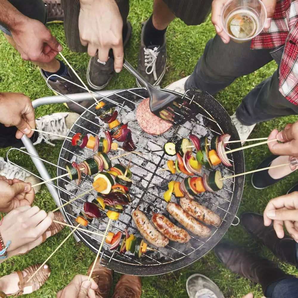 1pc Black 40x84cm Dual Access Outdoor Smoke Grill with 37cm Diameter, Perfect for Party, Family Dinner, and Outdoor BBQ – Durable Iron Construction, Efficient Heat Distribution, Convenient Charcoal Addition, Versatile Smoking Grill | Dual Access Grill | E