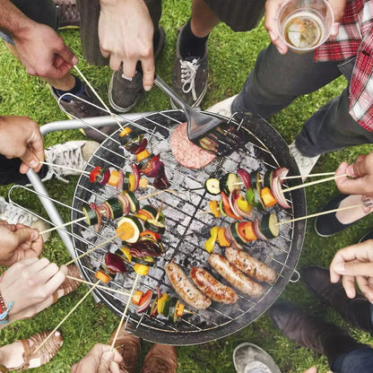 1pc Black 40x84cm Dual Access Outdoor Smoke Grill with 37cm Diameter, Perfect for Party, Family Dinner, and Outdoor BBQ – Durable Iron Construction, Efficient Heat Distribution, Convenient Charcoal Addition, Versatile Smoking Grill | Dual Access Grill | E