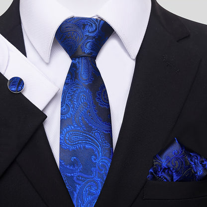 Men Men Black Paisley Tie Wedding Gift Box Tie Pocket Squares Set Necktie Box Suit Additions Fit Wedding