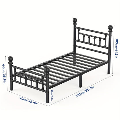 Vintage Pattern Bed Frame, Black, Single/Double/King
