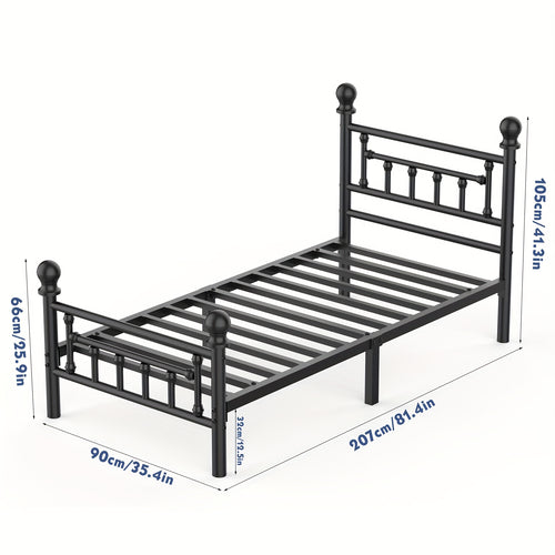 Vintage Pattern Bed Frame, Black, Single/Double/King