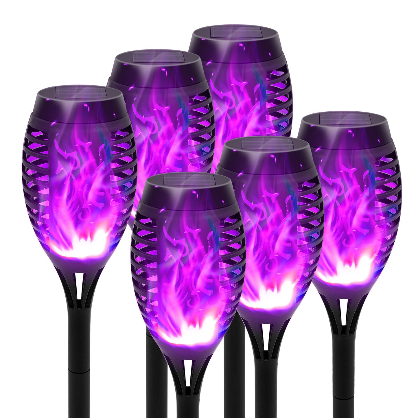 6Pack Solar Torch Lights with Flickering Flame, Solar Flickering Lights, Auto On/Off, IP65 Waterprrof, Solar Lights Outdoor Solar Pathway Lights Landscape Lighting for Garden Lawn Patio Yard Outdoor Decorations