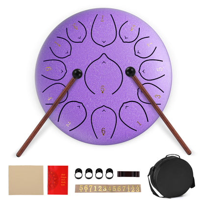 12 Inch 13 Notes Steel Tongue Drum, D Key & Rust-Proof Handpan Drum with Drum Bag and Percussion Instrument Tools