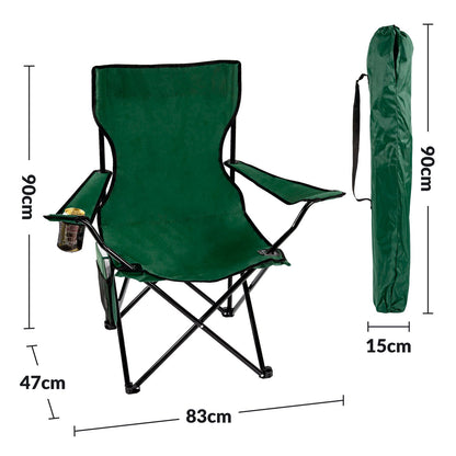 Taylor & Brown Set of 2 Lightweight Folding Camp Chair - Portable Chairs with Cup Holder, Side Pocket and Bag Perfect for Camping, Festivals, Garden, Fishing, Beach and BBQs, Camping Chair