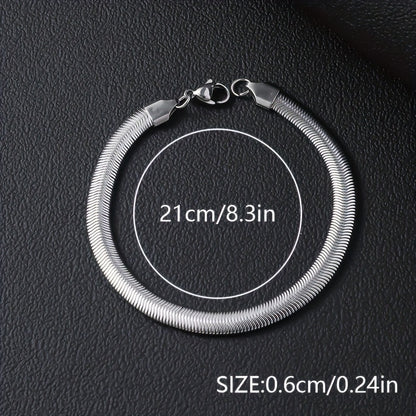 Hip Hop Style - Stainless Steel - Cuban Bracelets 12pcs - Perfect for Daily Wear & Gifts