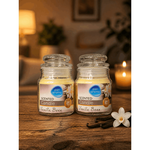 2 x Pan Aroma Small Jarred Scented Candle With Lid Vanilla & Coconut