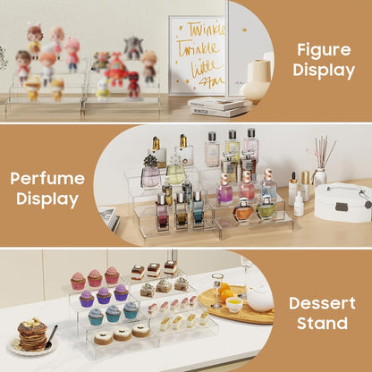 Acrylic Clear Display Plinths Stands Risers Shelf for Dessert Cupcake Perfume