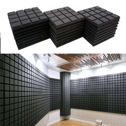 12 Black High-density Polyurethane Sound Insulation Foam Panels - Square Dust-free Sound Absorption Foam Panels, Suitable for KTV/recording Room/tympanum, Size 30 * 30 * 3cm
