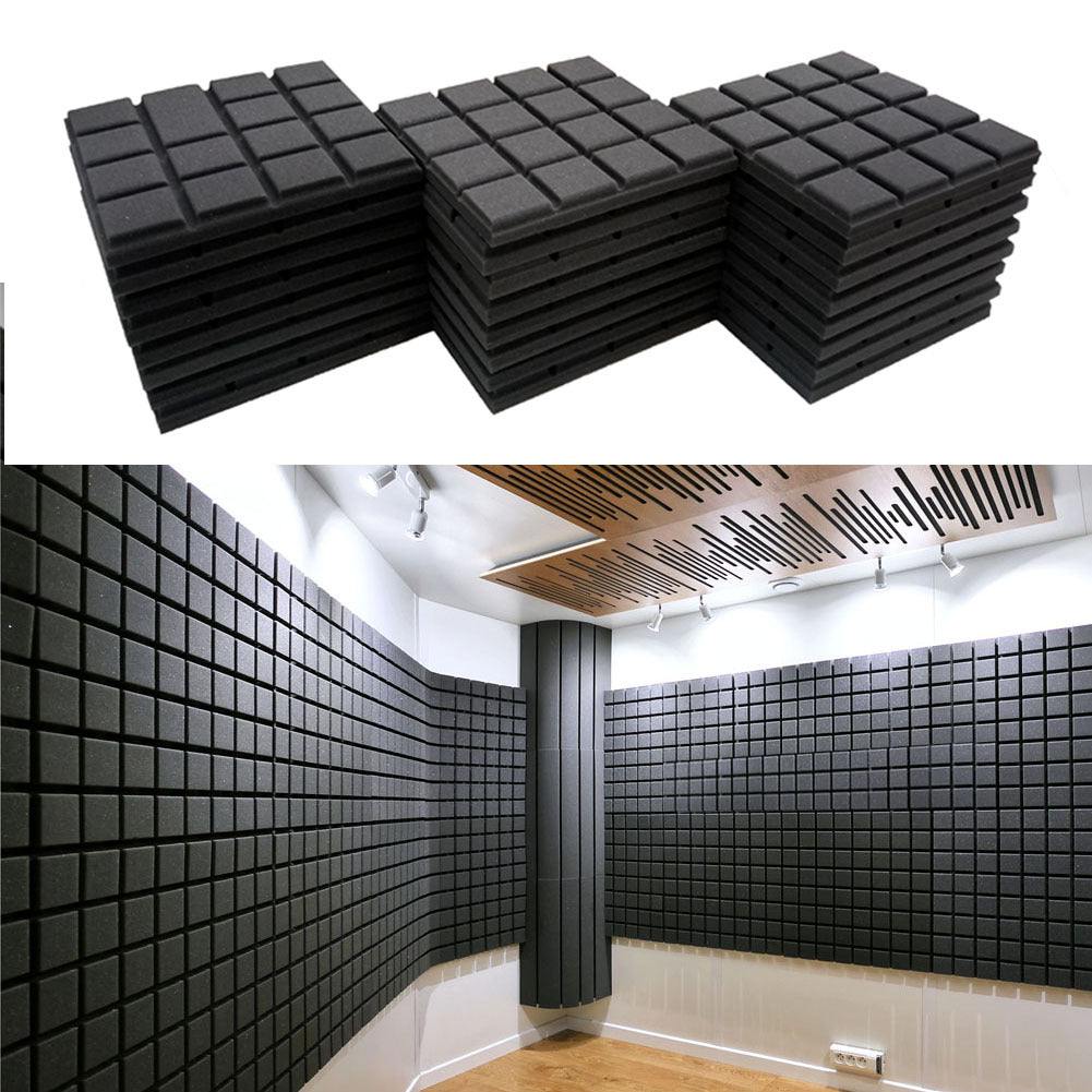 12 Black High-density Polyurethane Sound Insulation Foam Panels - Square Dust-free Sound Absorption Foam Panels, Suitable for KTV/recording Room/tympanum, Size 30 * 30 * 3cm