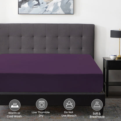 Waterproof Fitted Bed Sheet Deep Pocket Mattress Protector Cover | Soft Breathable Noiseless Fitted Sheet for Bedroom, Hotel & Home | Machine Washable Elastic Bed Cover Fits Up to 30cm Mattress