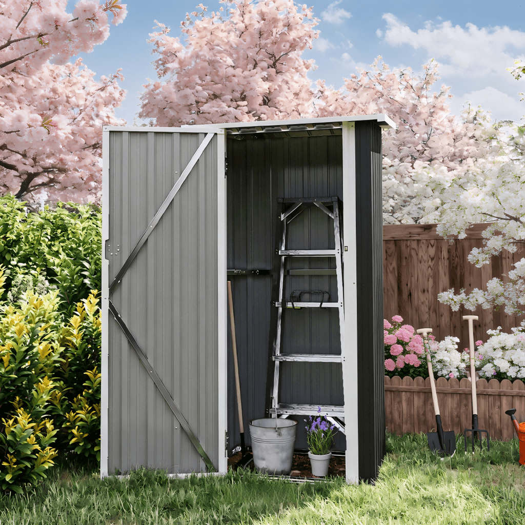 Nordivale Outdoor Garden Shed with Lockable Door|Removable Design for Firewood Logs, Tools, Lawnmower, Bike & Garbage Cans 75cm W X 54cm D X 163cm H