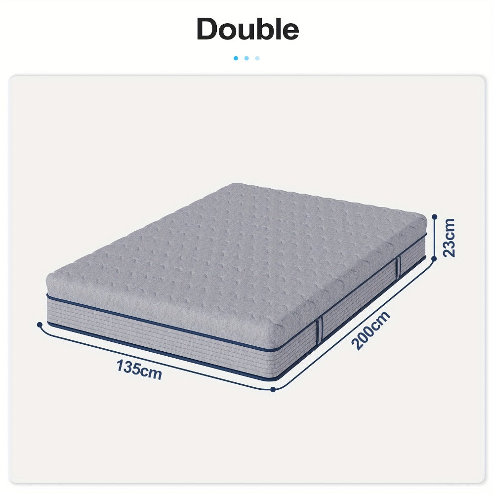 Hybrid Mattress 23cm 9 Inch Pocket Spring & Memory Foam | Medium Firm | Motion Isolation | Single Small Double Double King | Grey | Compressed Box Delivery