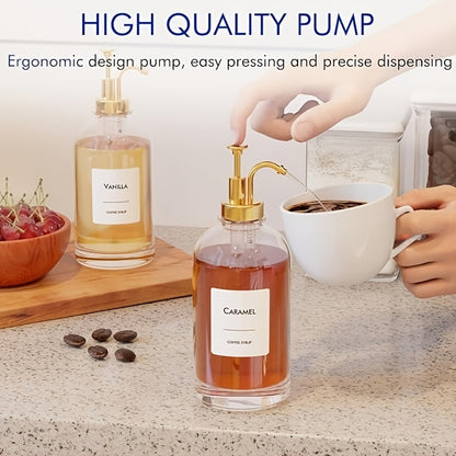 4pcs Oil Bottles, Pump Bottles, Coffee Bar Additions, Coffee Syrup Dispenser - Squeeze Bottles, Coffee Machine Supplies, Coffee Bar Syrup Pump Dispenser, Suitable for The Kitchen