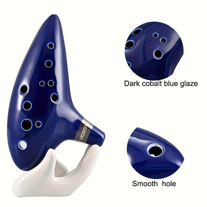 12-Hole Alto C Ceramic Ocarina - Beginner's Music Instrument, Easy-to-Learn Design with Clear Sound - Finish & Comfortable Grip - Perfect First Instrument for Learning Music, Holiday Gift