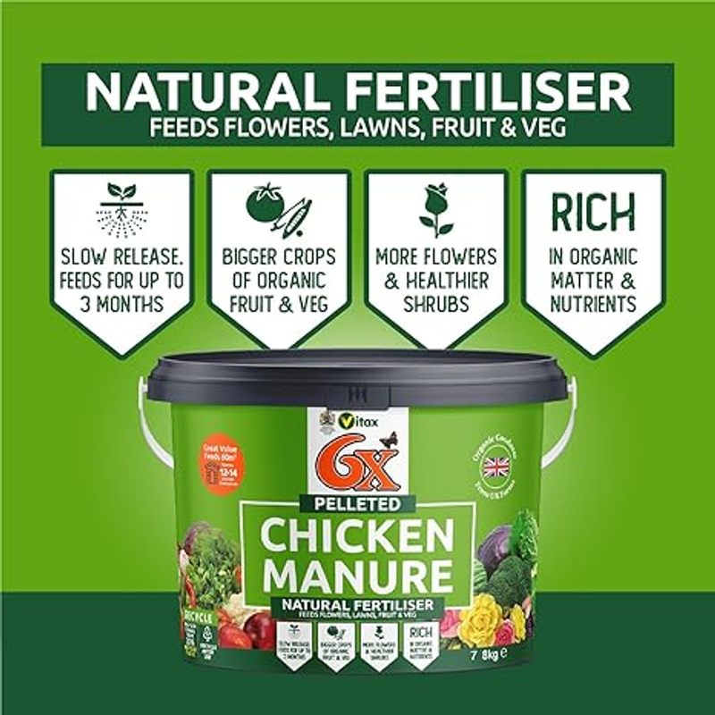 6X Natural Pelleted Chicken Fertiliser 7Kg