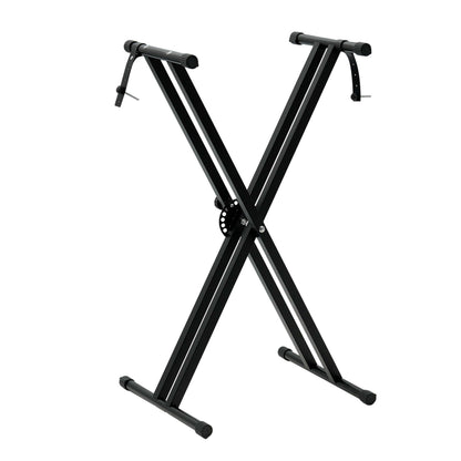 X-Frame Keyboard Stand - Height Adjustable Single/Double Braced for Keyboards, Synthesisers and Digital Pianos - Black