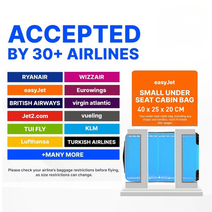 1611 RYANAIR UNDERSEAT CABIN TROLLEY CASE 40 X 25 X 20 CM DETACHABLE WHEELS