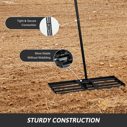 Lawn Leveling Rake, 30"x10" Level LawnTool, Heavy Duty Effort Saving Lawn Level Tool, Stainless Steel Handle Lawn Leveler for Yard Garden Golf Course, Ease Level Soil Sand Dirt Surfaces