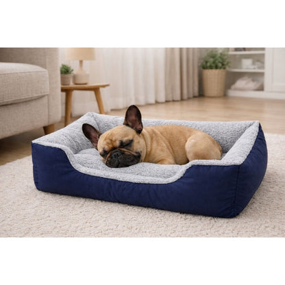 Washable Dog Bed with Bolster Sides Teddy Sherpa Fleece Waterproof Outer Non-Slip Base for Small Medium Large Dogs & Cats Indoor Outdoor Use Available in 6 Sizes & 3 Colours