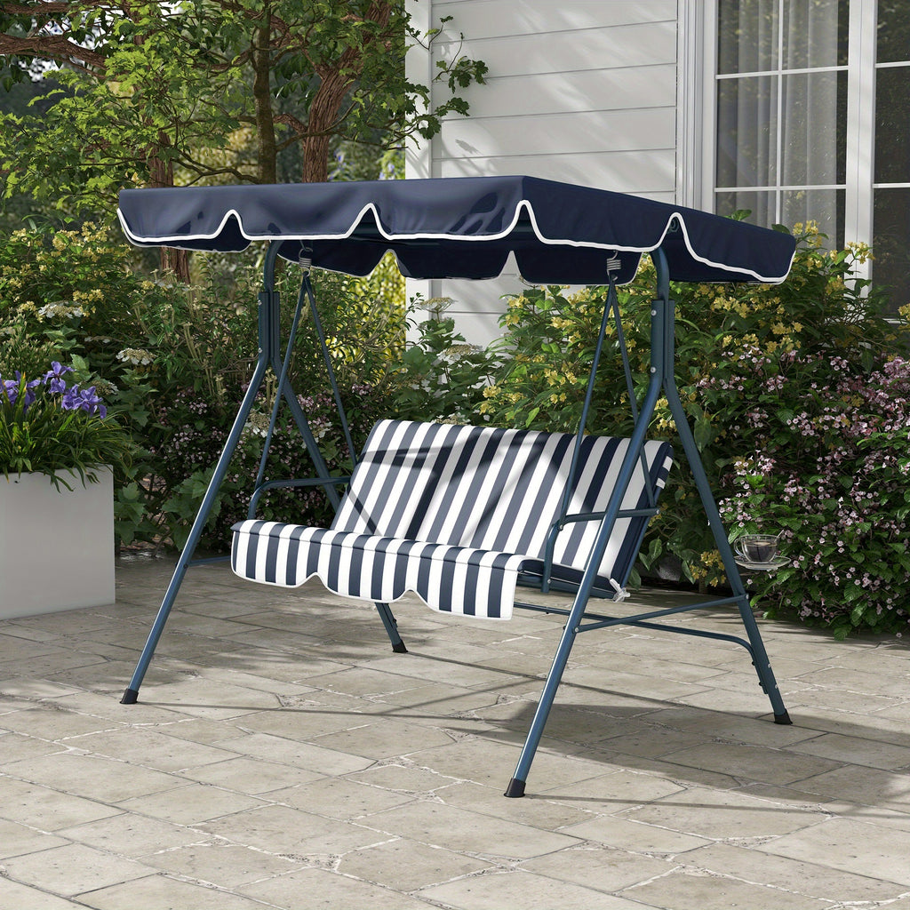 3-Seat Garden Swing Chair with Adjustable Canopy