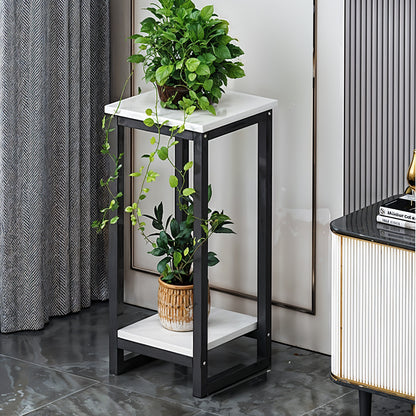 1pc Floor-to-ceiling Flower Stand in The Living Room, Balcony Column Plant Display Rack, Double-layer Plant Display Rack Flower Stand, Black and White, 30*30*60cm