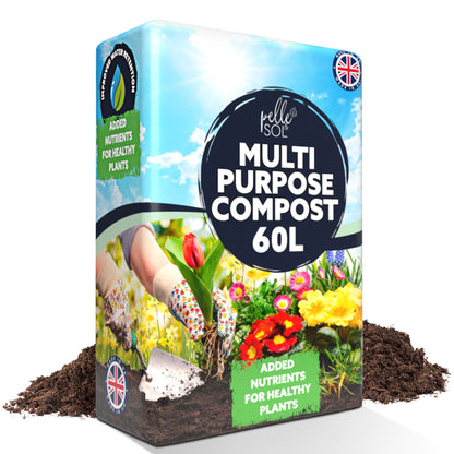 Pelle & Sol 10/20/40/50/60Ltr Multi Purpose Compost - Compost for Outdoor Plants & Soil for Plants Indoors - Potting Soil for Pots Plants Outdoor - All Purpose Nutrient Rich Fertiliser, Houseplant Potting Mix