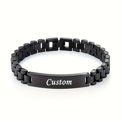 Customized Bar Bracelet - Name Engraving - Personalized Pendant Chain - Hand Jewelry Gift for Women and Men