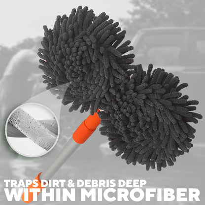 Car Wash Brush Mop Kit, Mitt Sponge with 111.76cm Long Handle Car Cleaning Supplies Kit, Duster Washing Car Tools, Double Brush Head Mop, Car Care Kit of Scratch-Free Replacement Head for Car RV Truck, 360° Rotating Double-Head Mop, Adjustable Telescopic