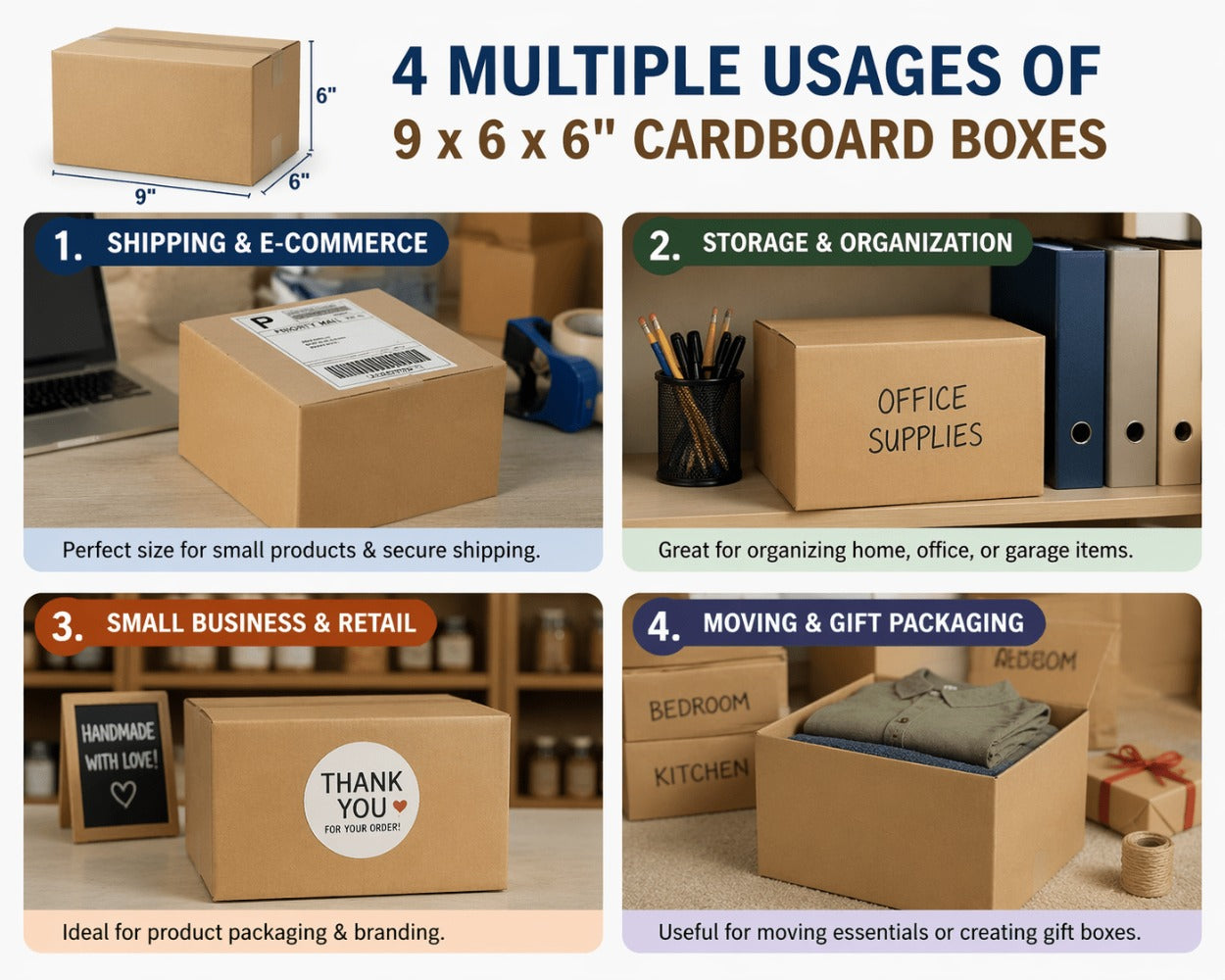 Cardboard Boxes 9x6x6 Inch Single Wall 25 Pack Small Packing Boxes for Shipping Mailing Storage Moving E-commerce UK