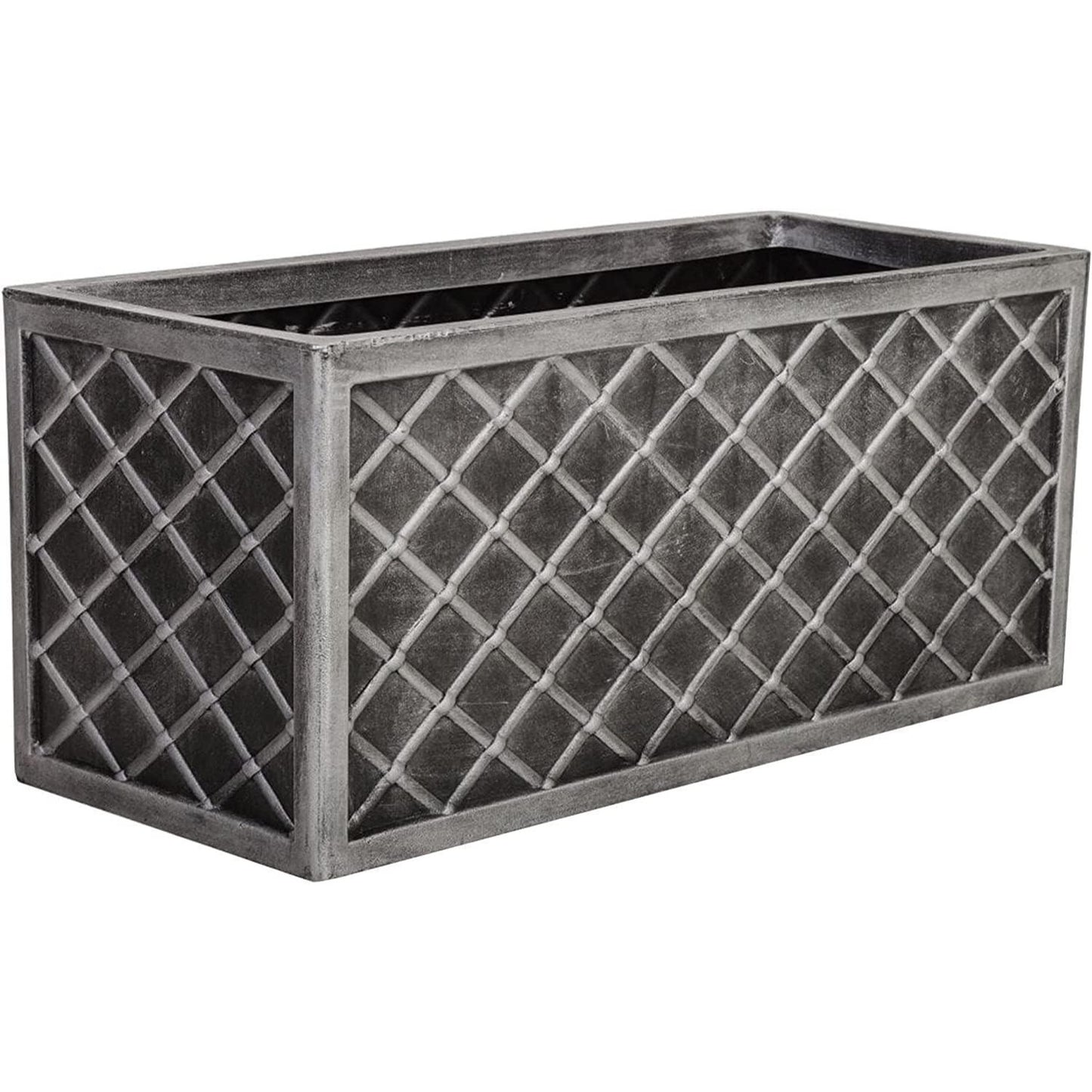 Lazio Pewter Trough 70cm Grey Beautiful Stylish Look Garden Decor Planter Long Large Summer Flower Pot For Outdoors