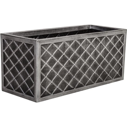 Lazio Pewter Trough 70cm Grey Beautiful Stylish Look Garden Decor Planter Long Large Summer Flower Pot For Outdoors