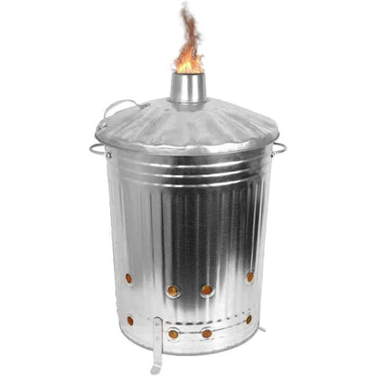 90 Litre Garden Incinerator Bin Burner Leaves Wood Rubbish Fire Pit - (GALVINISED)