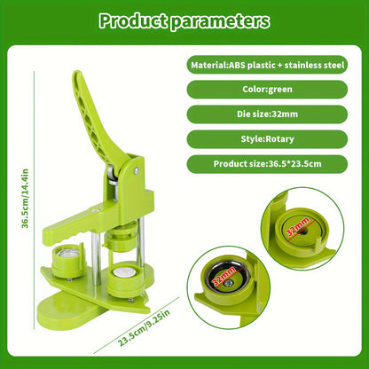 100pcs Badge Pin Button Maker Machine Kit with 100 Button Parts, Cutter & DIY Press - Heavy-Duty ABS Plastic, 25mm/32mm/58mm Sizes for Pins, Badges, Medals - Gift for Hobbyists, Promotions, Events (No Assembly
