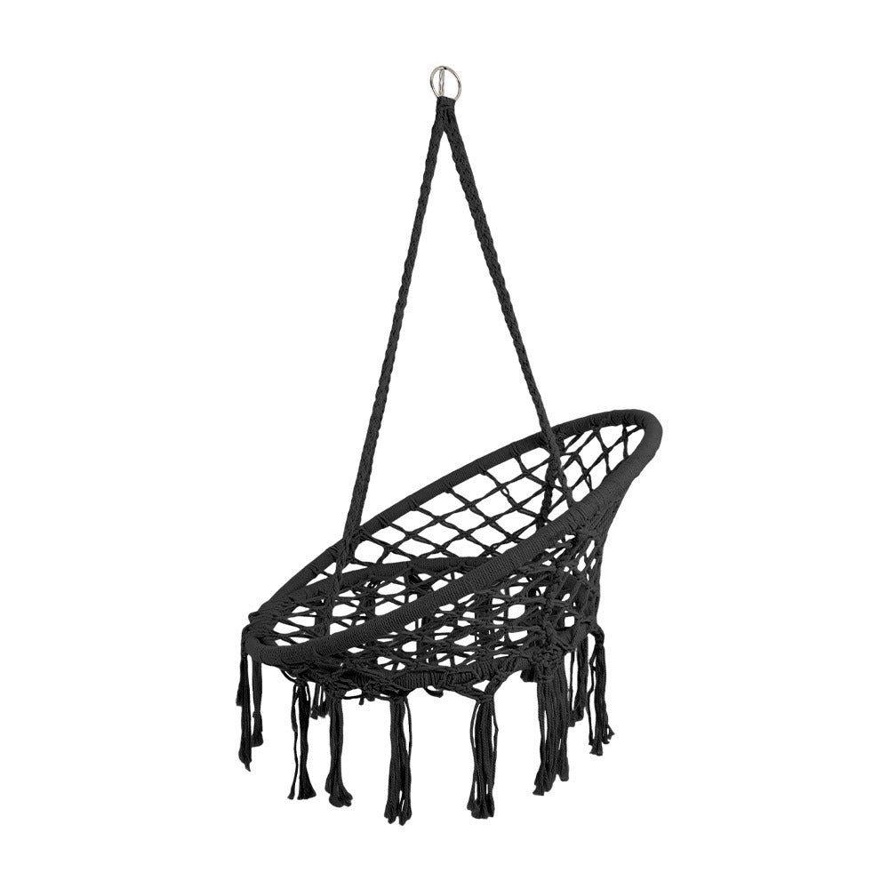 Balcony Rocking Chair, Courtyard Woven Hanging Basket, Hanging Cotton Rope Iron Ring Hanging Chair, Suitable for Indoor, Outdoor, Home, Balcony, Courtyard, Garden, Maximum Load Capacity: 200kg, Material: Iron Ring, Cotton Rope (No Include Cushion)
