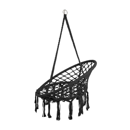 Balcony Rocking Chair, Courtyard Woven Hanging Basket, Hanging Cotton Rope Iron Ring Hanging Chair, Suitable for Indoor, Outdoor, Home, Balcony, Courtyard, Garden, Maximum Load Capacity: 200kg, Material: Iron Ring, Cotton Rope (No Include Cushion)